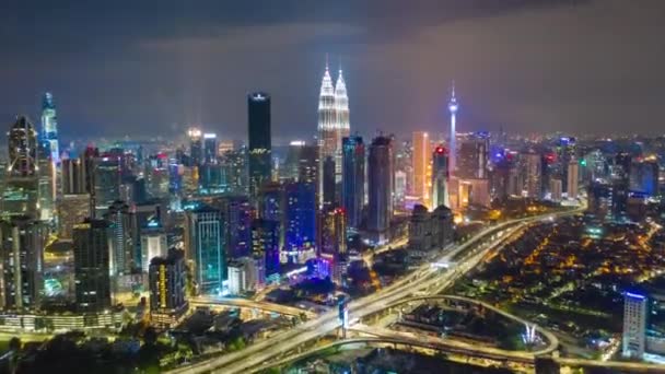 Kuala Lumpur Malezja Wrzesień 2018 Noc Czas Kuala Lumpur Centrum — Wideo stockowe