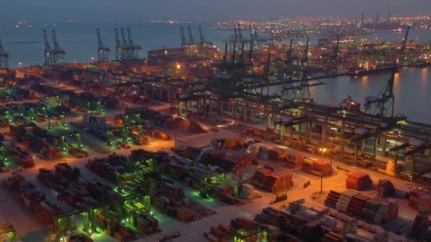 Singapur Timelapse Muelle Iluminado Paisaje Urbano Panorama — Vídeo de stock