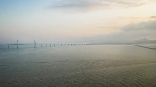 Macau Febbraio 2019 Paesaggio Urbano Macao Panorama Aereo Lungo Fiume — Video Stock