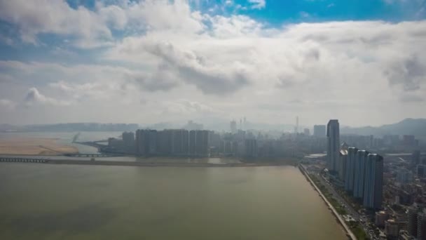 Makau Luty 2019 Macau Gród Centrum Rzeki Antena Panorama Circa — Wideo stockowe