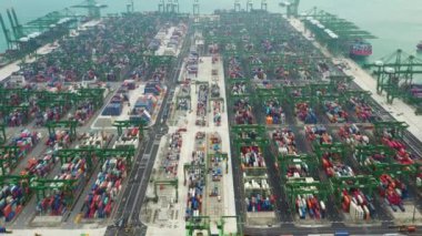 Singapur 4k zaman dilimi rıhtım manzaralı panorama 