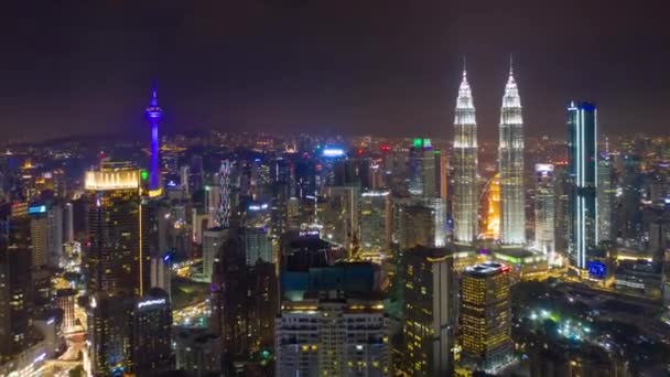 Kuala Lumpur Malaysien September 2018 Nächtliches Kuala Lumpur Stadtpanorama Timelapce — Stockvideo