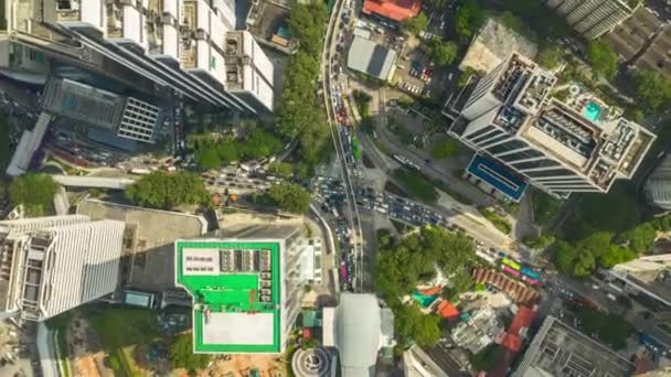 马来西亚吉隆坡 2018年9月25日 一天时间吉隆坡市中心交通街十字路口地铁线全景4K延时马来西亚 — 图库视频影像