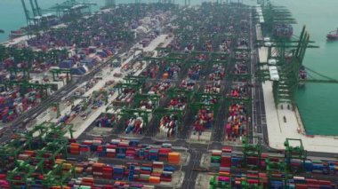 Singapur 4k zaman dilimi rıhtım manzaralı panorama 