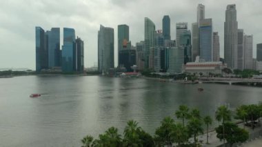 Singapur hava topdown Cityscape Panorama 4k görüntüleri