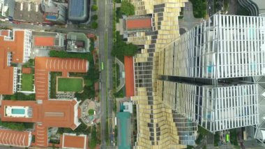 Singapur hava topdown Cityscape Panorama 4k görüntüleri