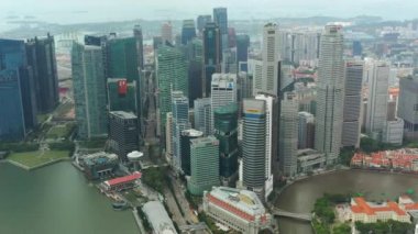 Singapur hava topdown Cityscape Panorama 4k görüntüleri