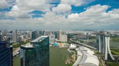 Singapur havadan üstten şehir manzarası panorama 4k timelapse görüntüleri