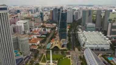 Singapur havadan üstten şehir manzarası panorama 4k timelapse görüntüleri