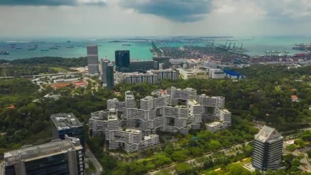 新加坡空中自上而下城市景观全景 延时镜头 — 图库视频影像