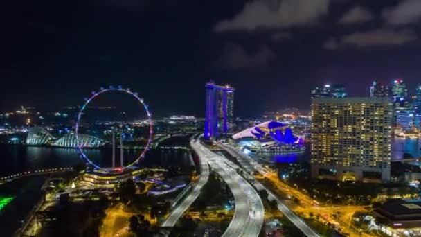 Dämmerung Beleuchtet Singapore Stadt China Stadt Markt Antenne Oben Nach — Stockvideo