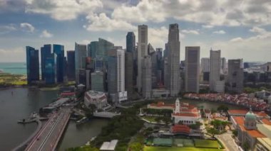 Singapur hava topdown Cityscape Panorama 4k görüntüleri