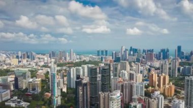 Singapur havadan üstten şehir manzarası panorama 4k timelapse görüntüleri