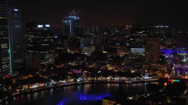 Crepuscolo Illuminatosingapore Paesaggio Urbano Arial Panorama Metraggio — Video Stock