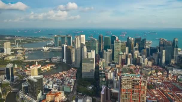 シンガポールの空中トップダウン都市景観パノラマ4Kタイムラプス映像 — ストック動画