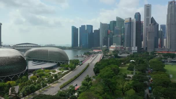 Singapur Hava Topdown Cityscape Panorama Görüntüleri — Stok video