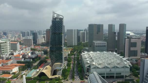 シンガポールの空中トップダウン都市景観パノラマ4K映像 — ストック動画