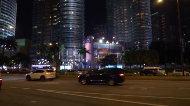 クアラルンプール マレーシア 9月25 2018 夜間クアラルンプール市内中心部交通道路交差点地下鉄パノラマ4Kタイムラプスマレーシア — ストック動画