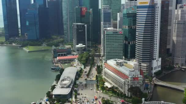 Singapur Aérea Vertical Paisaje Urbano Panorama Material Archivo — Vídeos de Stock