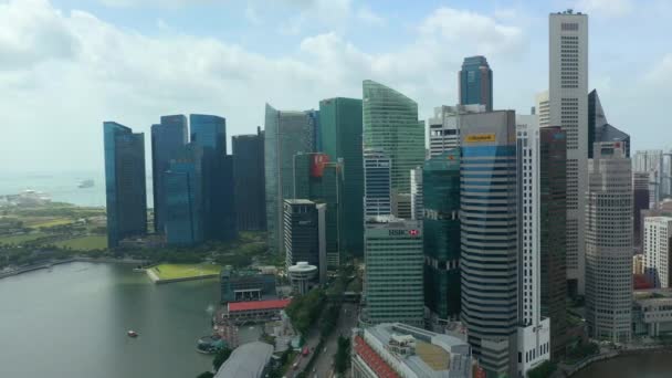 Singapur Aérea Vertical Paisaje Urbano Panorama Material Archivo — Vídeos de Stock