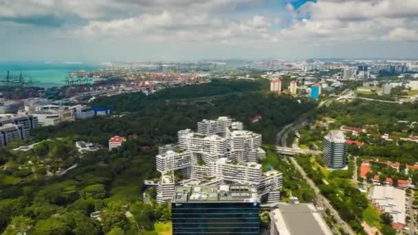 Singapore Aerea Topdown Panorama Paesaggio Urbano Timelapse Filmato — Video Stock