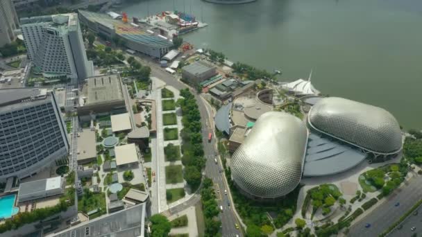 Singapore Aerial Topdown Cityscape Panorama Footage — Stock Video