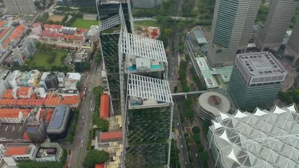 Singapore Aerial Topdown Cityscape Panorama Beeldmateriaal — Stockvideo