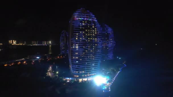 Sanya Chine Octobre 2018 Nuit Illuminée Sanya Célèbre Hôtel Complexe — Video