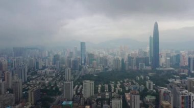 Shenzhen, Çin-Ekim 3 2018: gün zaman Shenzhen Cityscape Panorama 4k yaklaşık Ekim 3 2018 Shenzhen, Çin.