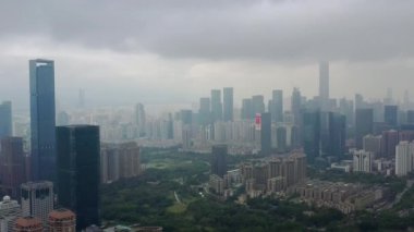 Shenzhen, Çin-Ekim 3 2018: gün zaman Shenzhen Cityscape Panorama 4k yaklaşık Ekim 3 2018 Shenzhen, Çin.
