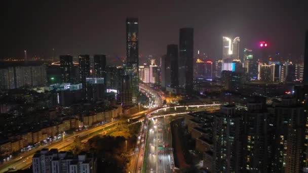 Nära Tid Shenzhen Stad Berömda Trafik Väg Korsning Antenn Panorama — Stockvideo