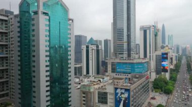 Shenzhen, Çin-3 Ekim 2018: gün zaman Shenzhen şehir ünlü trafik sokak Crossroad çatı Panoraması 4k yaklaşık Ekim 3 2018 Shenzhen, Çin.