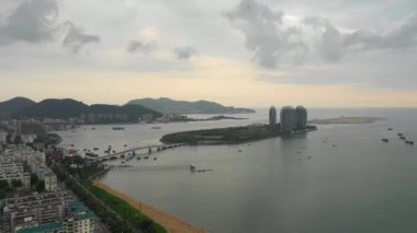 Sanya, Hainan - 30 Eylül 2018: Sanya hava deniz manzarası panorama 4k yaklaşık 30 Eylül 2018 sanya, hainan, çin. 