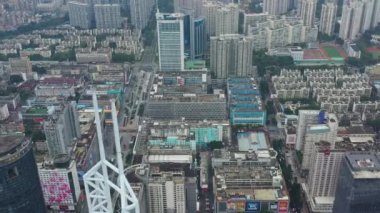 Shenzhen, Çin-3 Ekim 2018: gün zaman Shenzhen şehir ünlü trafik sokak Crossroad çatı Panoraması 4k yaklaşık Ekim 3 2018 Shenzhen, Çin.