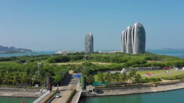 Sanya, Hainan - 30 Eylül 2018: Sanya ünlü Adası binalar hava panorama 4k 30 Eylül 2018 yaklaşık sanya, hainan, Çin. 