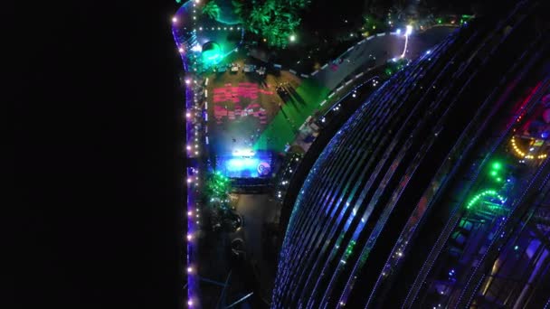 Σανγιά Κίνα Οκτώβριος 2018 Νύχτα Φωτισμένη Sanya Διάσημο Ξενοδοχείο Συγκρότημα — Αρχείο Βίντεο