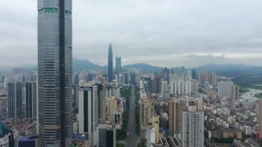 Shenzhen, Çin-3 Ekim 2018: gün zaman Shenzhen şehir ünlü trafik sokak Crossroad çatı Panoraması 4k yaklaşık Ekim 3 2018 Shenzhen, Çin.