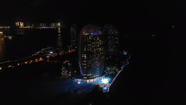 Sanya Chine Octobre 2018 Nuit Illuminée Sanya Célèbre Hôtel Complexe — Video