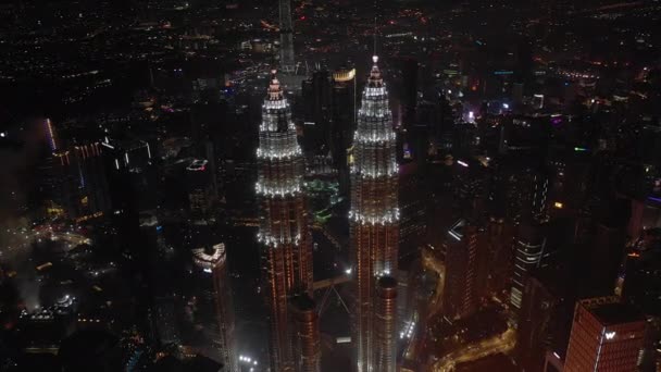 Kuala Lumpur Maleisië September 2018 Nacht Kuala Lumpur Downtown Luerial — Stockvideo