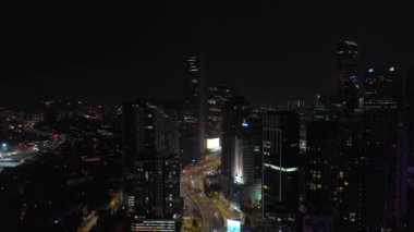Kuala Lumpur, Malezya - 25 Eylül 2018: gece kuala lumpur şehir merkezi havacılık panorama 4k circa 25 Eylül 2018 kuala lumpur, malaysia.r, malezya.