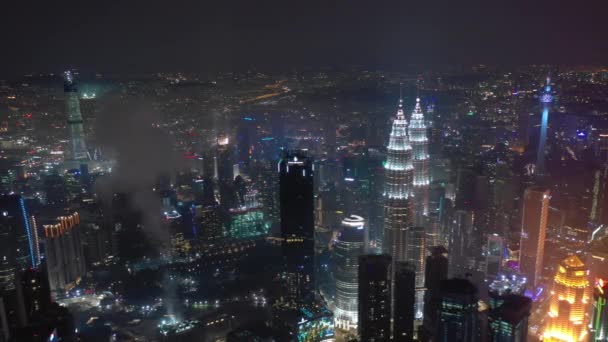 Kuala Lumpur Malezja Września 2018 Noc Kuala Lumpur Śródmieście Panorama — Wideo stockowe