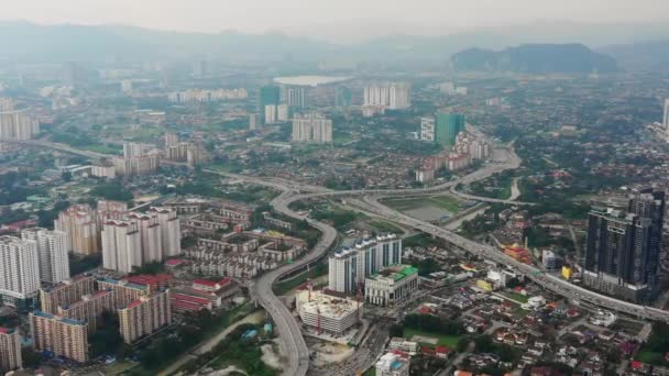 马来西亚吉隆坡 2018年9月25日 阳光明媚的考拉隆重的市中心空中全景时间大约4K次 2018年9月25日 马来西亚考拉隆重 马来西亚人 — 图库视频影像