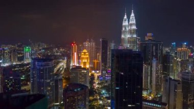 KUALA LUMPUR, MALAYSIA - SEPTEMBER 25 2019: night kuala lumpur downtown aerial panorama 4k circa september 25 2019 kuala lumpur, malaysia 