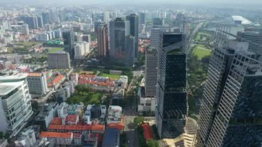 Singapur hava topdown Cityscape Panorama 4k görüntüleri