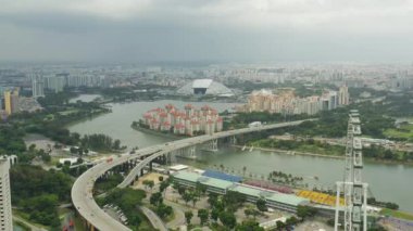 Singapur hava topdown Cityscape Panorama 4k görüntüleri