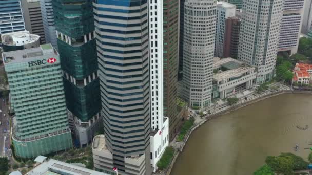 Singapore Aerial Topdown Cityscape Panorama Beeldmateriaal — Stockvideo