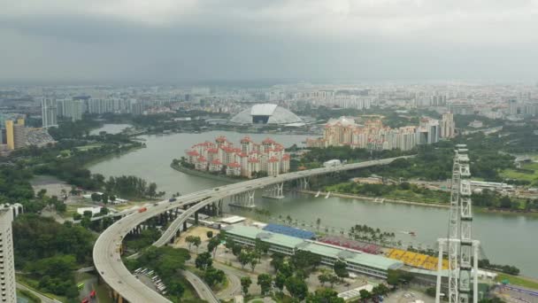 Singapur Aérea Vertical Paisaje Urbano Panorama Material Archivo — Vídeo de stock