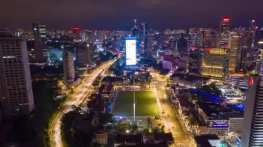 KUALA LUMPUR, MALAYSIA - SEPTEMBER 25 2019: night kuala lumpur downtown aerial panorama 4k circa september 25 2019 kuala lumpur, malaysia 