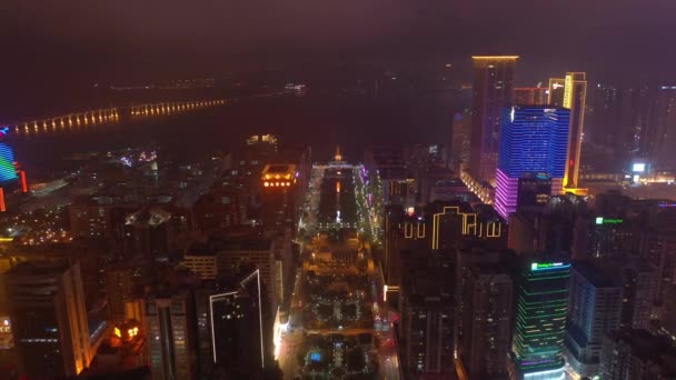 Macau Fevereiro 2019 Macau Cityscape Downtown Riverside Aerial Panorama Noite — Vídeo de Stock