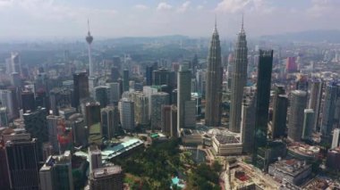 KUALA LUMPUR, MALAYSIA - SEPTEMBER 25 2019: kuala lumpur downtown aerial panorama 4k circa september 25 2019 kuala lumpur 